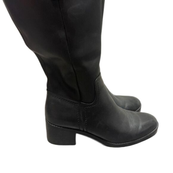 Franco Sarto Lizbeth Riding Boots Two Tone Brown Black Genuine Leather Size 7.5 - Picture 3 of 11